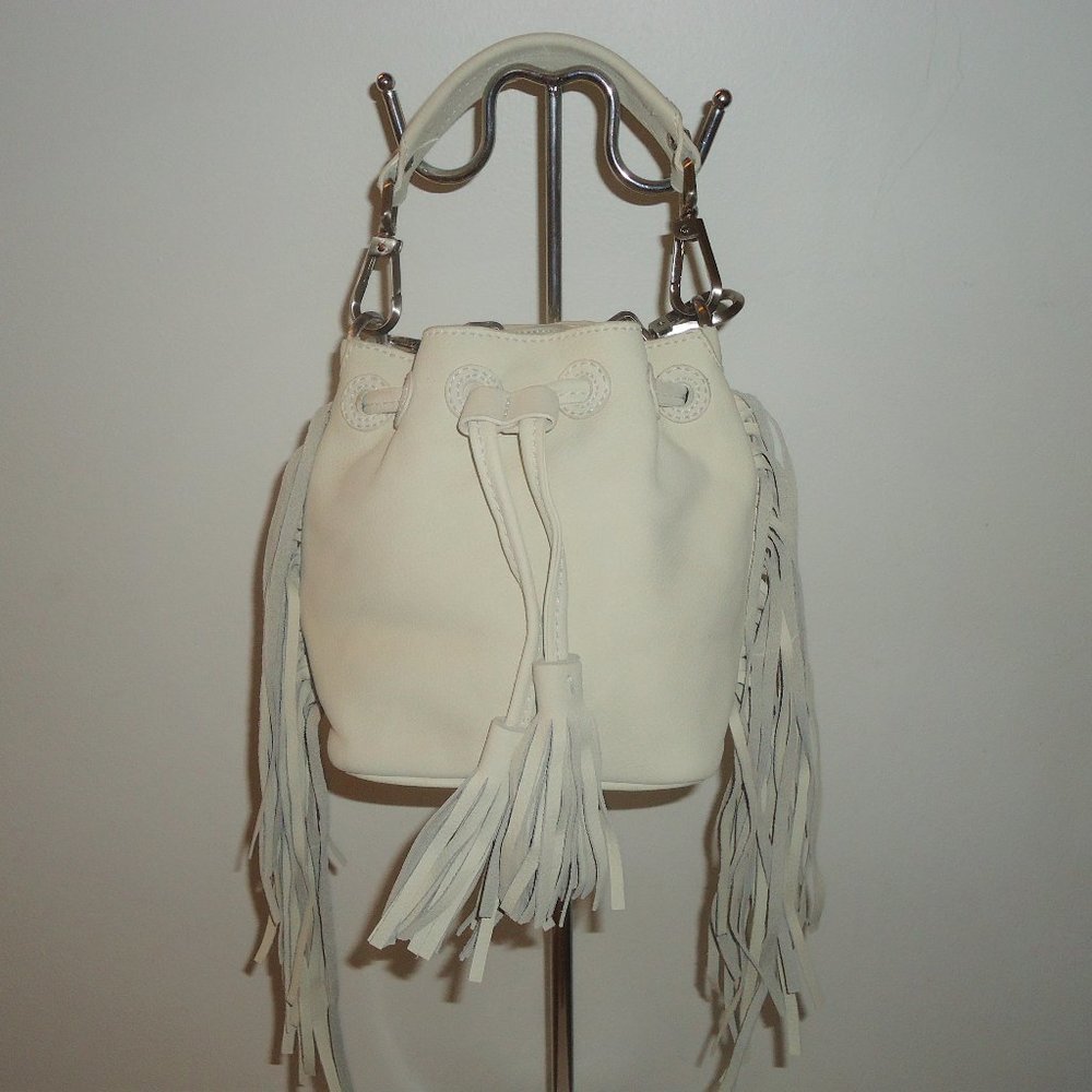 NWOT! Brian Atwood Ivory Leather Fringe Handbag/Crossbody Bag